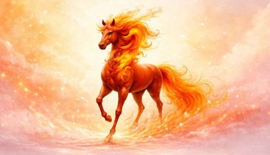 Illustration of a fire horse symbolizing the Fire temperament type, often searched as Fire Horse for the Chinese year of the Fire horse 2026, but here used to describe a nervous system style rather than astrology.